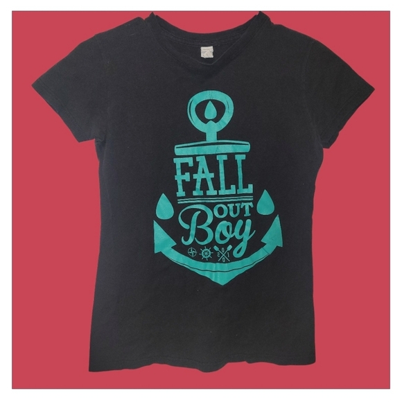 Tultex Other - Fall Out Boy Anchor Graphic Tee Small Nautical Pop Punk Shirt